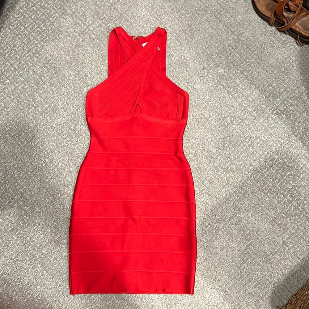 Herve ledger cross front mini dress